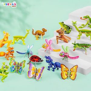 FR-M358 Mainan Edukasi Anak DIY Puzzle 3D Mini Motif Dino Animal Serangga Pesawat Bongkar Pasang