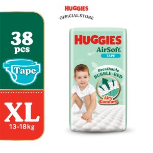 Huggies Air Soft Tape - Size NB (68s)/S (58s)/M (52s)/L (44s)/XXL (38s)/XXL (32s)