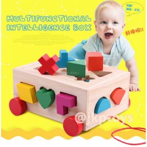 Todds Kids Toys ของเล่นไม้เสริมพัฒนาการ ชุดรถลาก กล่องบล็อกหยอด 15 รูปทรง ของเล่นเด็ก Gift Kids Montessori toy ของเล่นเสริมพัฒนาการ ของเล่นไม้ ของเล่นเด็ก 2 ขวบ ฝึกสมาธิเด็ก