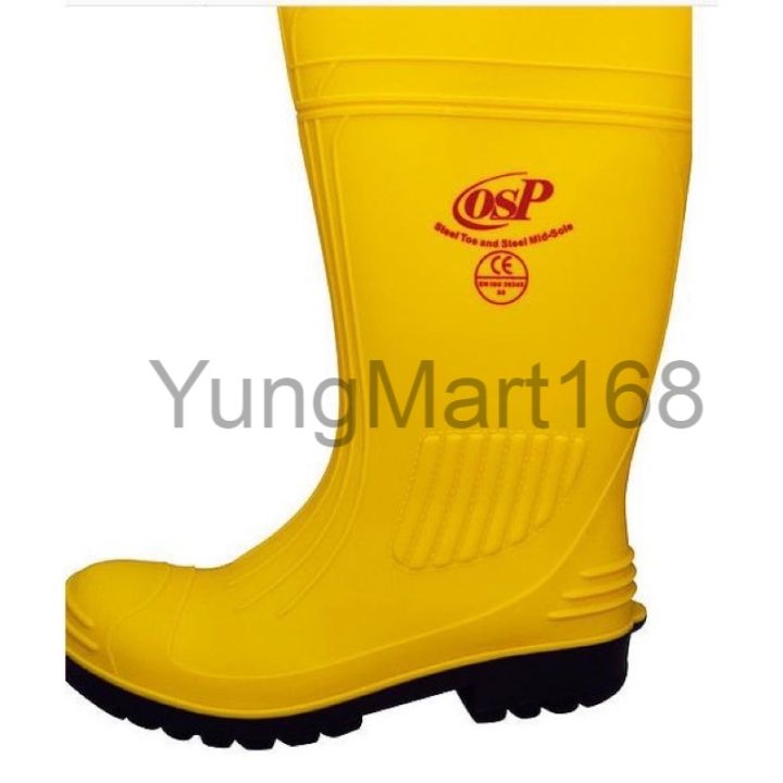 High Quality OSP Safety Rubber Boots With Steel Toe Cap and Mid Sole PVC Rain Boots Farming Gardening Boots Lazada