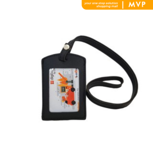 PU Leather Single Card Holder Horizontal ID Name Card Holder Office Access Card Protection ID Name Badge Holder