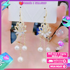 Bông tai hoa sen VH892 thu đông tua rua đáng yêu sang trọng đính đá đi biển dễ thương đi làm đi chơi  BSTKD - [NaLa Shop]