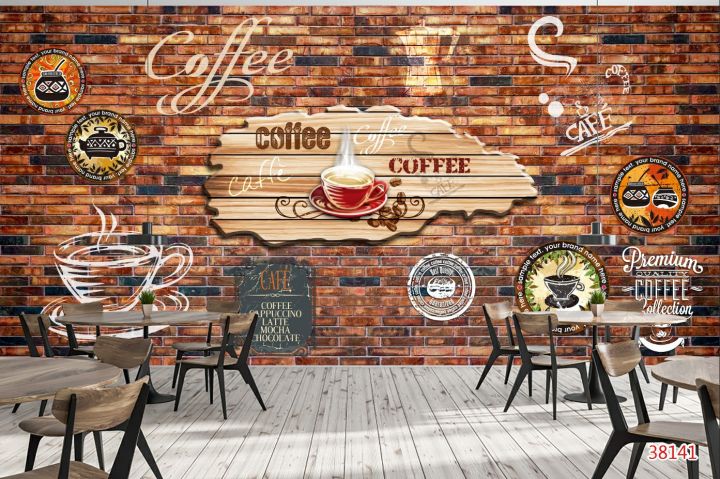 Tranh dán tường 3d trang trí quán cafe trà sữa trà chanh giá rẻ ...