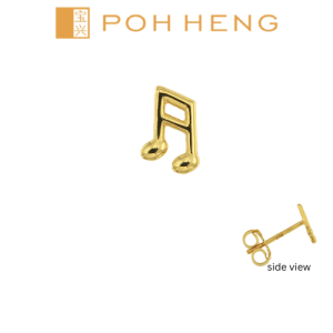 Poh Heng Jewellery 22K Beamed Notes Single-Sided Earring in Yellow Gold[Price By Weight]