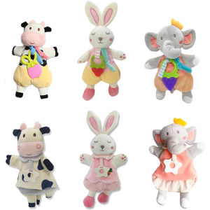Infant Baby Cute Bunny Elephant Lion Playmate Plush Doll Toys Kids Cartoon Animals Hand Finger Puppets Toy Newborn Blankie