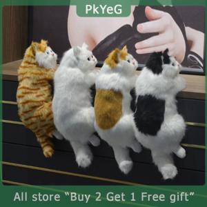 [COD] PkYeG KITCHEN Cute Simulation Cat Plush Dolls Ornaments Figurine Home Desk Hanging Toy Decor Car Decoration Stuffed Animals Sculptures