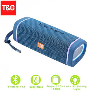 T&G Tg375 TWS IPX5 Waterproof Portable Wireless Round Sound Speaker with Coloful Lightning Effect