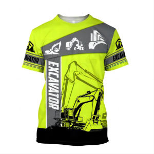 Excavator 3D HD Digital Printing A Summer Mens T-shirt Tool Trend Street O Collar Fully Matches Large Size Top Short Sleeve h260527