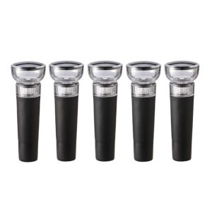 HJKL 5pcs Kín khí Nút chai chân không Đen Tái sử dụng Nút bảo quản rượu vang Di động Không rò rỉ Nắp chai Câu lạc bộ