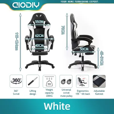 Bona Gaming Chair Ergonomic Office Home Chair Computer Desk Chair with Foot Rest Armrest Multi-Angle Recliner Adjustable Office chair