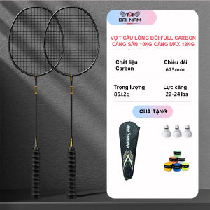Bộ 2 Vợt Cầu Lông B01 Căng Sẵn 10kg Căng Max 12kg Full Carbon Chính Hãng Đại Nam Sport + Tặng 3 Quả Cầu Lông Và Cuốn Cán