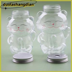 [Duola] Dễ thương may mắn mèo nước chai trong suốt nước trái cây uống chai sữa trà Chai cà phê nước trái cây miệng có thể uống cốc