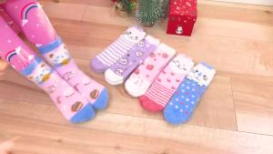 LZD ANTSANG Kids Girls Toddlers Fuzzy Grips Socks with Grippers Non Slip Slipper Fluffy Cozy Cabin Plush Warm Crew Socks 6 Pairs