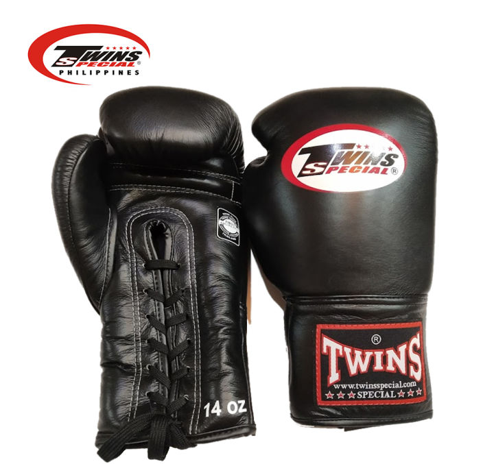 Twins Special Lace-up Pro Boxing Gloves [Black] Professional Fight
