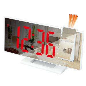 OPEAREY Độ sáng có thể điều chỉnh Đồng hồ báo thức chiếu Màn hình gương lớn Hiển thị nhiệt độ Đồng hồ điện tử LED Đa chức năng Đồng hồ báo thức kỹ thuật số Phòng ngủ