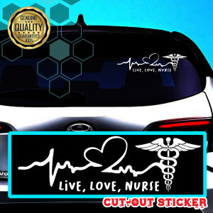 LIVE LOVE NURSE - Car Sticker High Quality Cutout Sticker for Car