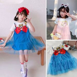 dress anak sailormoon pink biru 2-8thn 100% sesuai korea style import terusan tutu tile baju anak perempuan