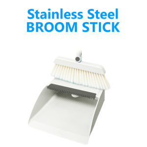 Household Cleaner Broom and Dustpan Combo Set Sturdy Durable Thick Plastic Long Handle Sweeper Foldable and Rotatable