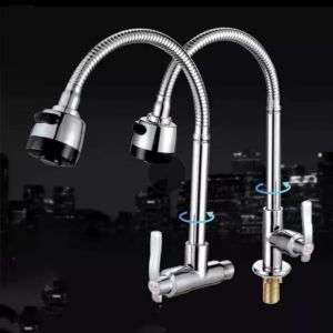 [HCM]Vòi rửa chén bát Lạnh cần Mềm inox SUS304 xoay 360 độ
