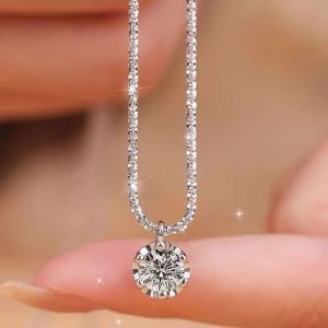 SEA JJT Vòng cổ đính đá lấp lánh phong cách tối giản sang trọng dây chuyền mảnh phù hợp làm quà tặng cho cô gái