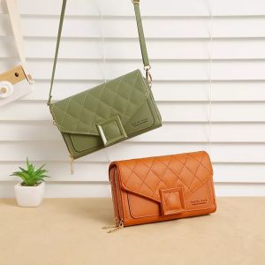 Murah Berkualitas!!! Tas Bahu Tunggal Kulit Lembut Versi Korea Dompet Diagonal Ritsleting Multifungsi Wanita Dompet Selempang Warna Solid