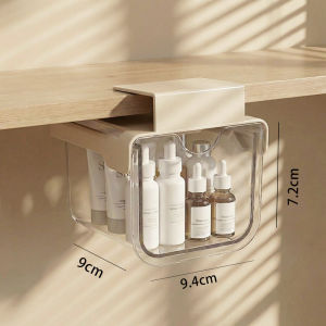Under Shelf Drawer Storage Organizer No Drill Self Adhesive Clear PET Pull Out Cabinet Box