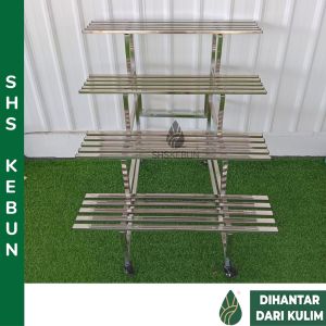 Stainless Steel Flower Rack Plant Rack 4 layer 100cm Rak Pasu Bunga Bertingkat Rak Pokok Bunga Outdoor SHS Kebun