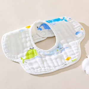 Khăn yếm vải xô cotton 6 lớp cho bé sơ sinh chống trớ sữa thiết kế cánh hoa xoay 360 độ 100% cotton họa tiết hoạt hình 6 lớp vải xô mềm mại khăn yếm trẻ em khăn thấm dãi 30g 2 chiếc.