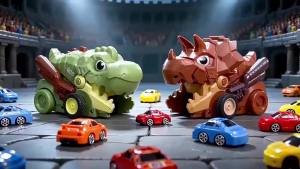 [SG Seller]Kids RC Dinosaur Truck Toy Bite & Swallow Mini Toy Cars Magnetic Remote Control Car with Sound Effects