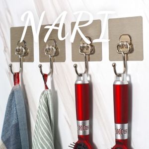 Combo 10 Móc inox dán tường chịu lực được 15kg móc treo đồ nặng tiện lợi - gia dụng Nari