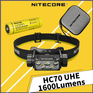 NITECORE HC70 UHE 1600Lumens 6 x NiteLab UHE LED USB-C Rechrgeable Headlamp White Light+Red Light With 6000mAh Battery