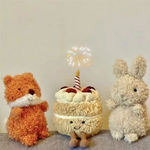 20cm Birthday Cake Shape Plush Doll Kid Birthday Gift Plush Toy Cat Plushie Soft Toy