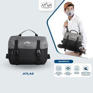 Tas Kamera Sling bag DSLR Semi Pro Mudah Dipakai Kokoh dan Dilengkapi dengan Bonus Raincover Tas kamera Atlas series Grey Black