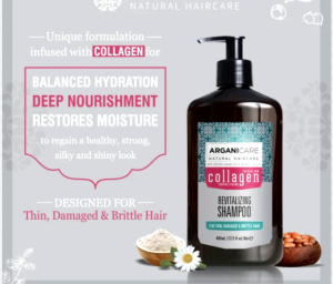 Dầu gội Arganicare Collagen cho tóc khô hư tổn & mỏng yếu - Pháp