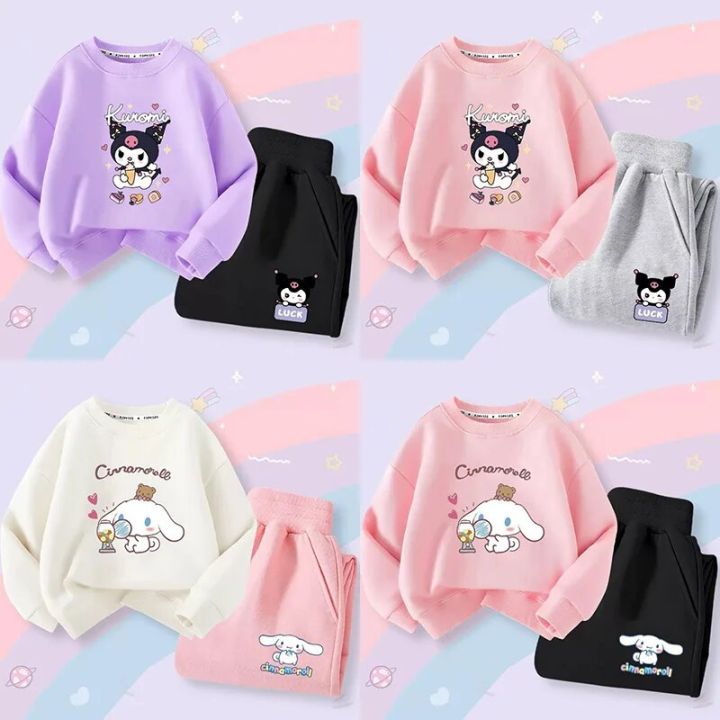 2024 Girl Clothing Set Kuromi Cinnamoroll Kids Clothes Korean Girl ...
