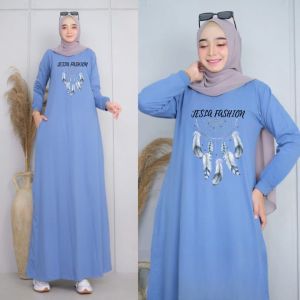 Gamis Wanita Terbaru 2024 Berka Dress Bahan Kaos Katun Combed Apk Sablon Dress Wanita Simple Ootd Hijab Style