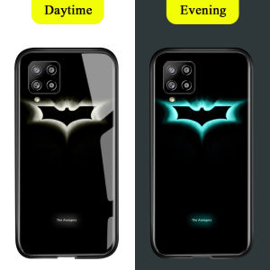 Hontinga Casing Case For Samsung Galaxy A42 5G Case Case Luminous Marvel Phone Case For boys Superhero For men Captain America Ironman Case Glow in Dark Tempered Glass Back Cover Casing Hard Case