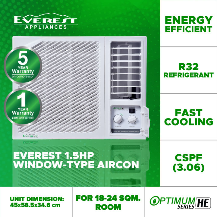 EVEREST Air conditioner, Window Type Aircon, 1.5 HP ETM15WDR3HF Lazada PH