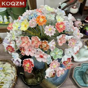 [COD] KOQZM KITCHEN Ceramic Flowers Jingdezhen High Temperature Handmade Simulation Flowers Eternal Life Flower Decorations Creative Gifts Home Furn