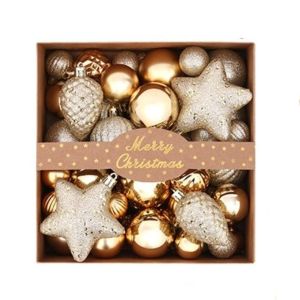 SHIHENG 50Pcs/Set Shatterproof Christmas Balls Pendant Set Plastic Star Christmas Ball Ornaments Navidad Decor Reusable Xmas Tree Hanging Balls Christmas Party