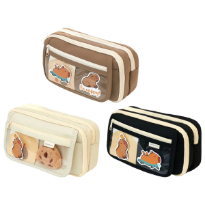 Large Pencil Case 9 Compartments Canvas Pencil Bag Portable Pen Organiser Travel Cosmetic Storage Bag for Student Adult