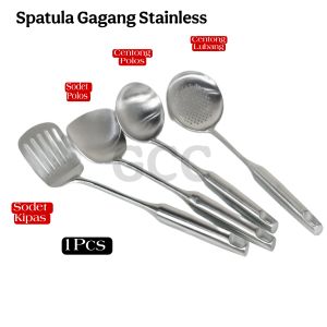 1 Pcs Alat Dapur Sendok Masak Spatula Stainless Full Steel Bahan Tebal Dan Tahan Karat Sutil Sodet Centong Kuah Serokan