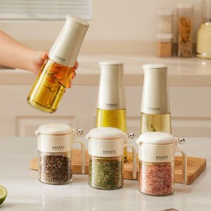Ginca Sealed Seasoning Jar Moisture-proof Glass Seasoning Jar With Spoon Kitchen Salt Seasoning Box Seasoning Salt Shaker
