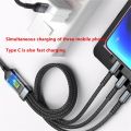 100W 3-in-1 Super Charging Cable 6A Micro USB Type C Fast Charger Type-C Data Cable for Samsung Android iOS Carry On. 