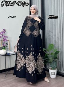 Gamis wanita muslim motif abstrak mat twill ukuran all size ld 110
