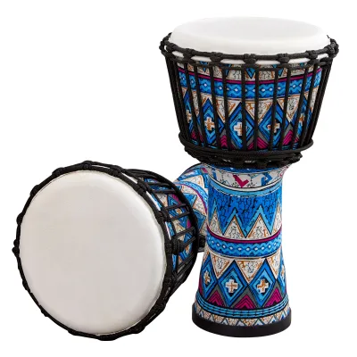 8 Inch Portable African Drum Djembe Hand Drum with Colorful Art Patterns Percussion Musical Instrument