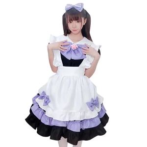 Japanese-style cute lolita maid outfit  cosplay Anime black and purple maid costume maid performance outfit