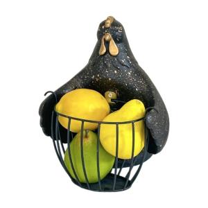 Durable Iron Frame Bucolic Chicken Decorative Basket User Friendly Enamel Glues For Event Home Organization