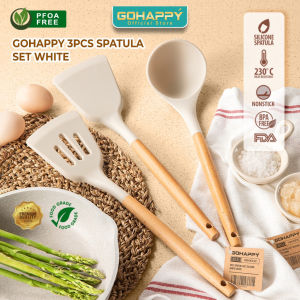 Spatula Set Silikon isi 3 IN 1 GOHAPPY SUTIL SILICONE 3PC PERALATAN DAPUR SODET SILICON Alat Masak Tahan Panas