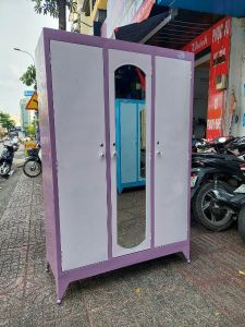 Tủ quần áo sắt 3 cửa ngang 1m2 cao 1m8 màu tím